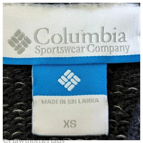 COLUMBIA Black Heather Grey Pullover Hoodie Sweater Size XS  Half Placket Button - Picture 7 of 8